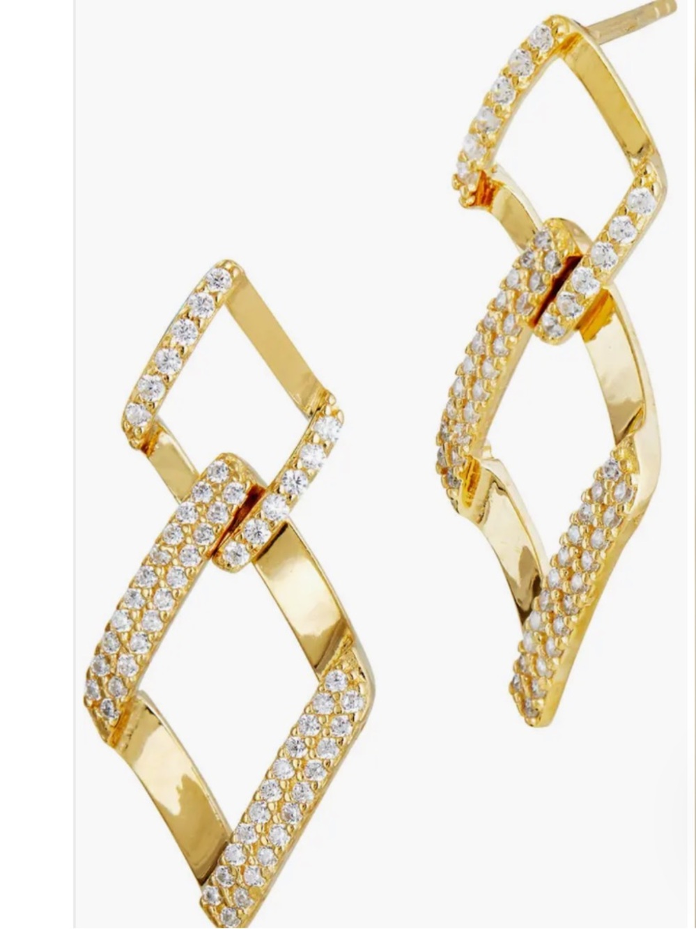 SAVVY CIE JEWELS 18K Yellow Gold Vermeil CZ
Geometric Drop Earrings